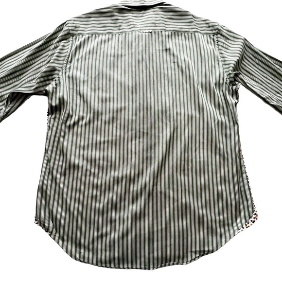 Robert Graham Freshly Laundered Shirt Mens Long Sleeve Green Striped Size L - Picture 6 of 11